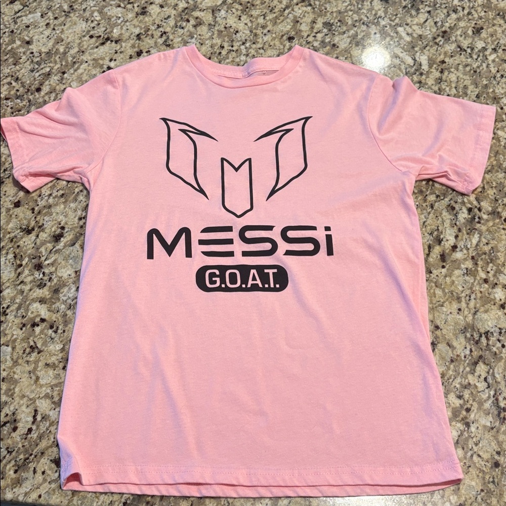 Pink Messi G.O.A.T. Kids Short Sleeve Tee